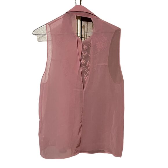 Women's Cotton Candy Embroidered Sheer Dusty Rose Size Small - Picture 1 of 10